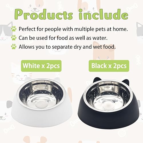 Miniatura 2 de Hamiledyi Cuencos elevados para gatos, 4 cuencos inclinados de acero inoxidable 15 elevados, a prueba de derrames, antivómitos, desmontables para