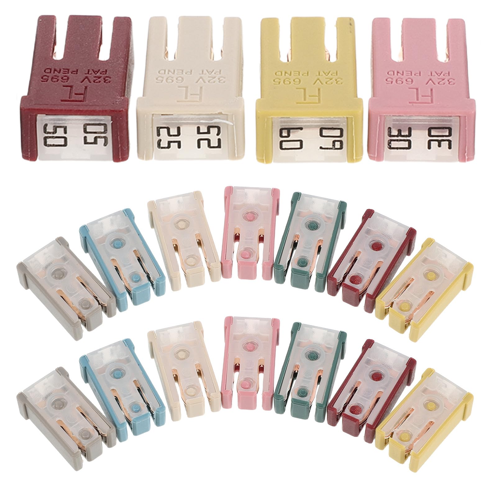 IMIKEYA Assortimento di 18 mini fusibili per auto Fusibile a fusione lenta a forma di scatola quadrata per circuiti di auto, camion, camper, roulotte, veicoli marini e veicoli Ricambio
