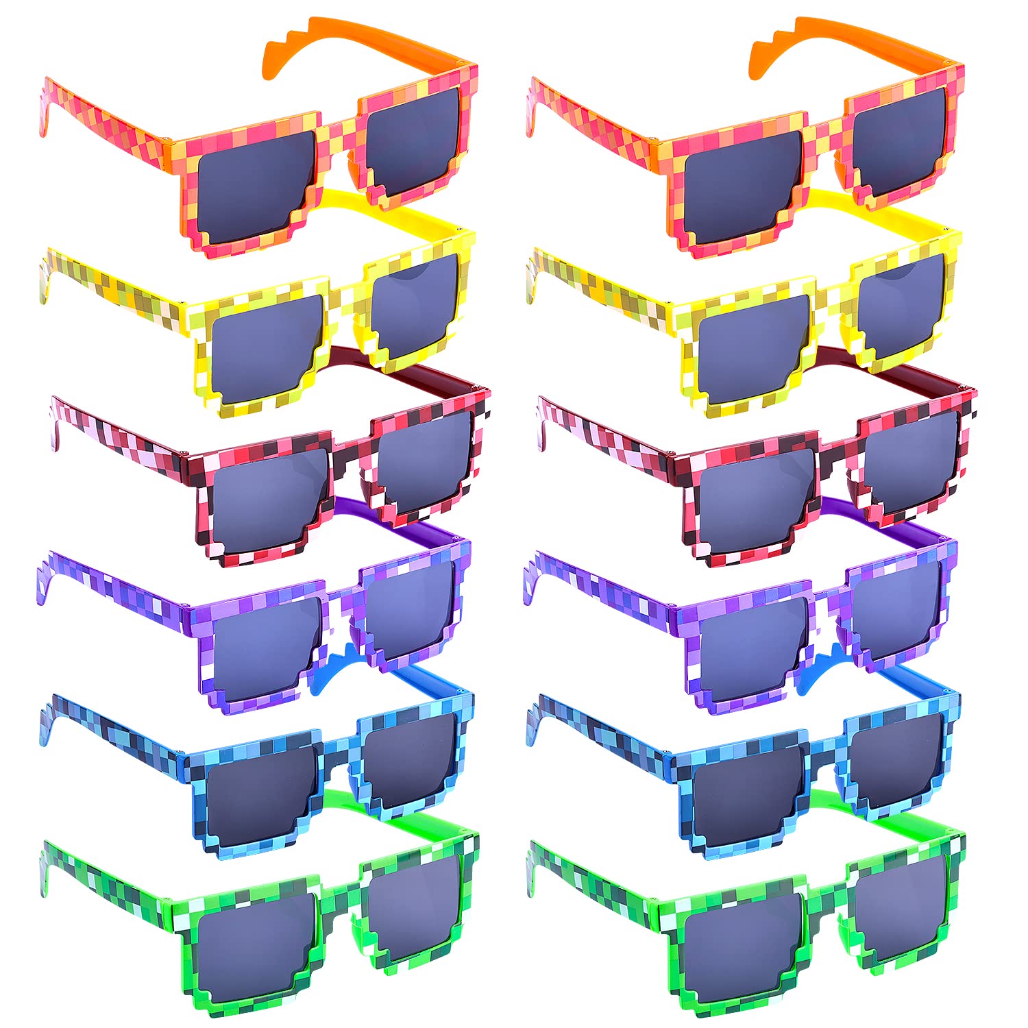 KINBOM 12 Paires Lunettes Soleil Enfant, Monture Colorée Lunettes Soleil Fête Lunettes Soleil Plastique Couleur Enfants Adultes pour Anniversaire Mineurs Jeu Fête Faveurs (6 Couleurs