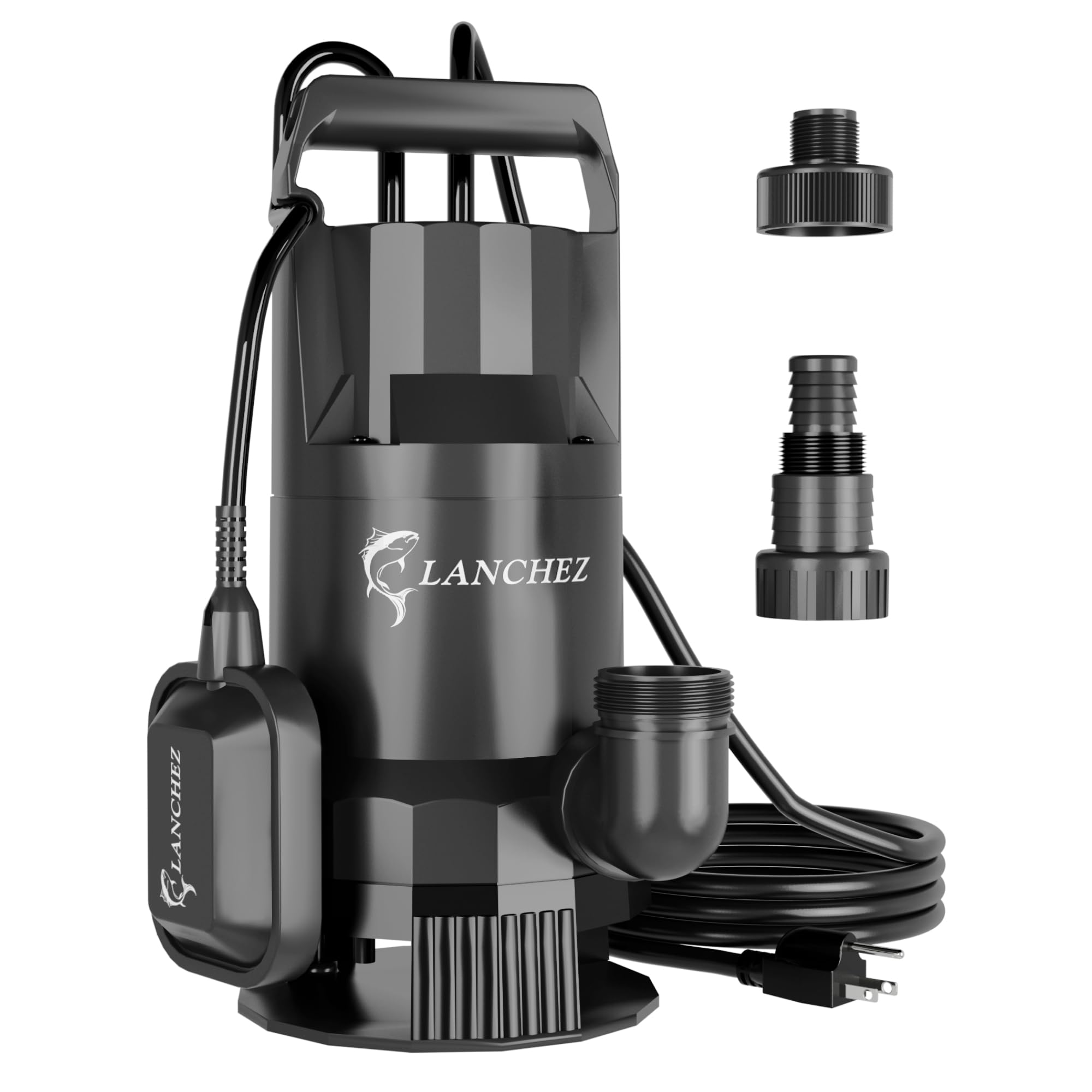 LANCHEZ 1.6HP 5200GPH Sump Pump, Automatic Submersible Water Pump with Float Switch, Electric Transfer Water Pump for Swimming Pool Basement Flooded Pit Sewage Sink Tub with 16ft Power Cord