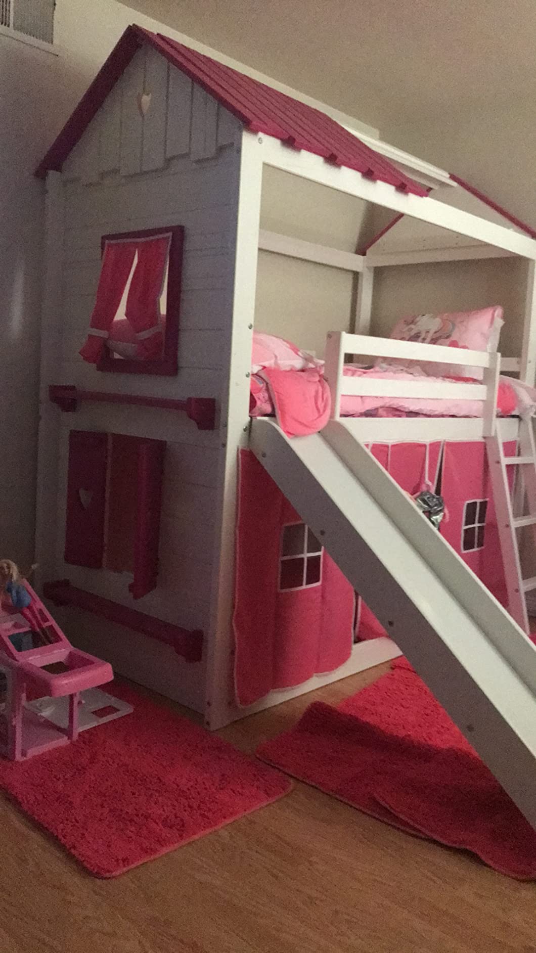 64/mo Finance DONCO Twin Sweetheart Bunk Bed W/Pink Tent BUNKBED
