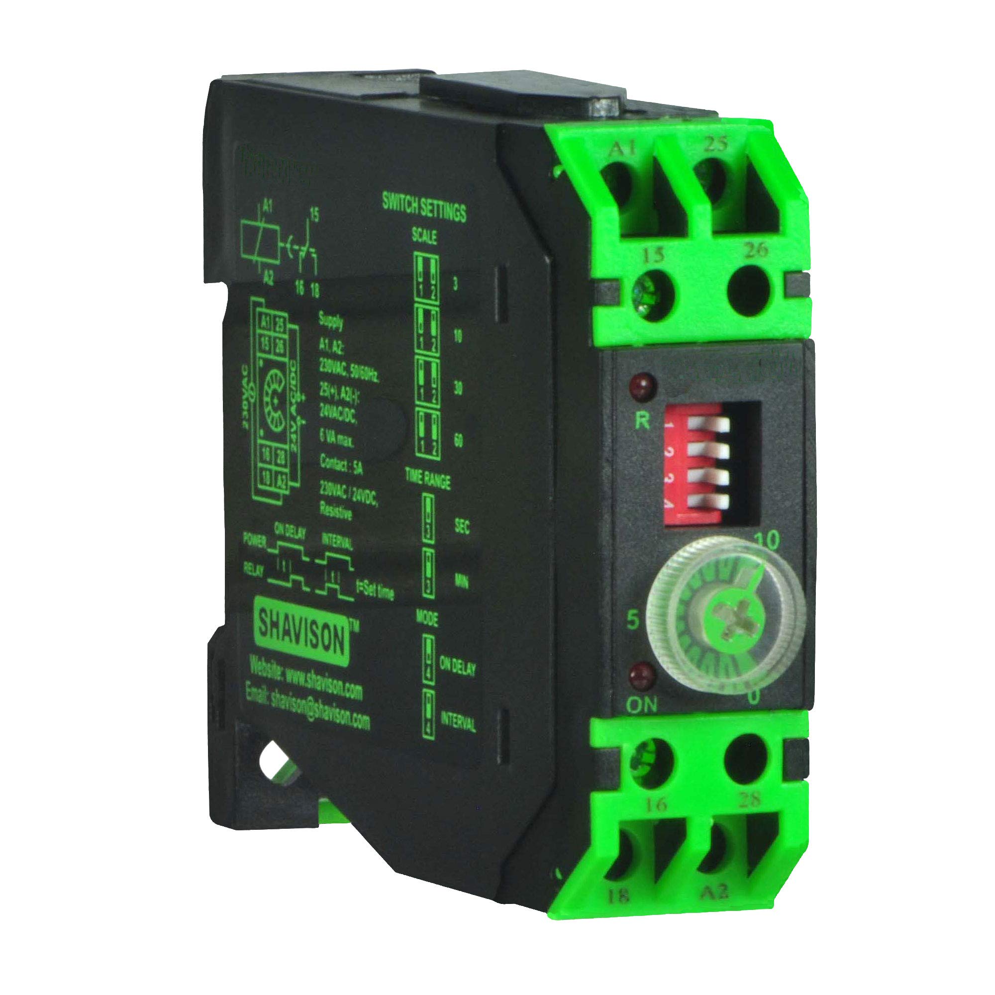 Shavison Analog Timer TADU-60M-W, On Delay/Interval, Dual Supply : 230V AC/DC Or 24V AC/DC, 8 Time Ranges-image-7