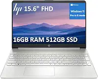 Laptop HP 15 para negócios e estudantes (FHD de 15,6 polegadas, Intel 6-Core i3-1215U, 16 GB RAM, SSD de 512 GB), bisel estreito, leitor de impressão digital, bateria de longa duração de 10 horas