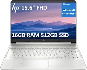 Laptop HP 15 para negócios e estudantes (FHD de 15,6 polegadas, Intel 6-Core i3-1215U, 16 GB RAM, SSD de 512 GB), bisel estreito, leitor de impressão digital, bateria de longa duração de 10 horas