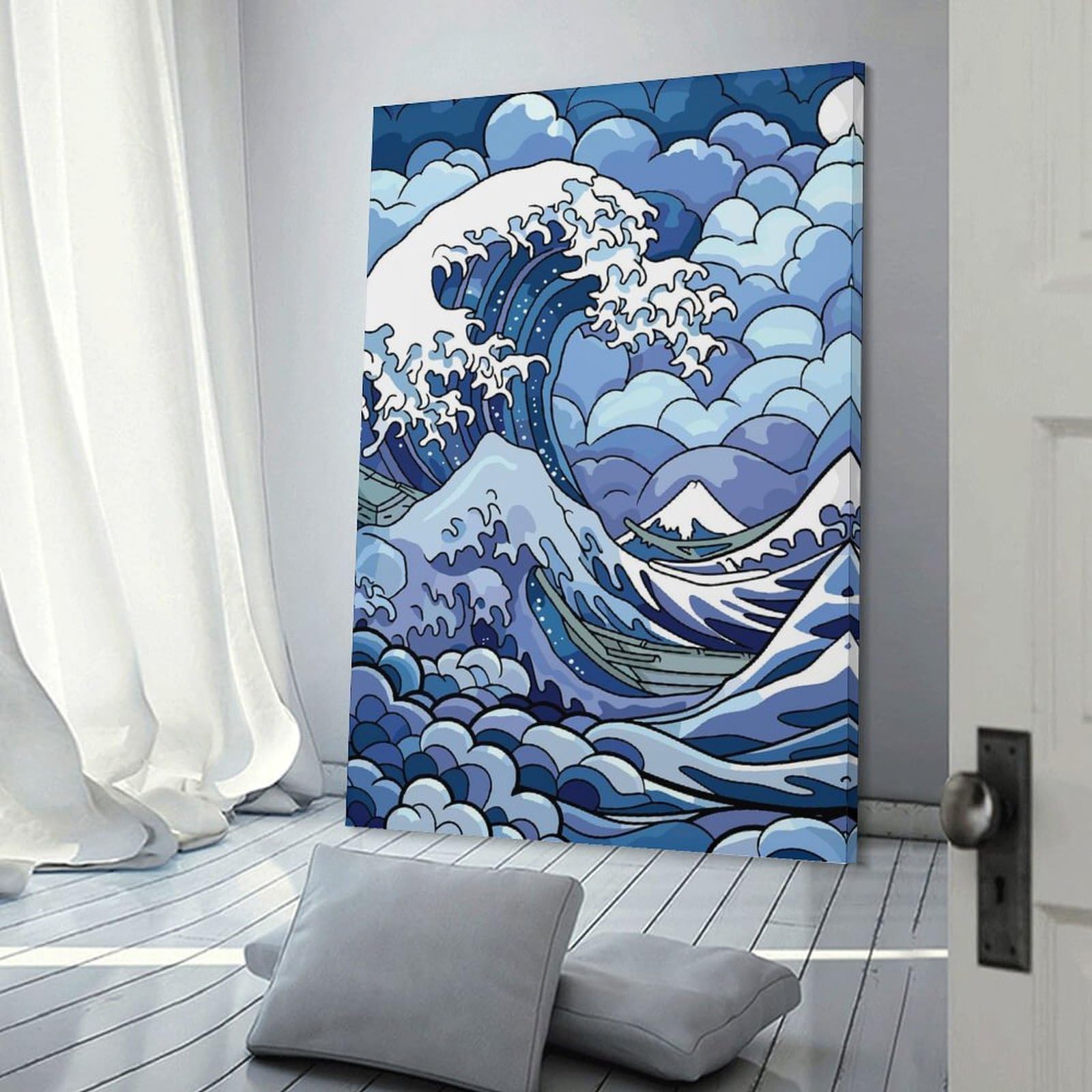 Junmoney Canvas Wall Decor Great Wave with Mount Fuji, 20x30inch(50x75cm), for Gallery Wall Decor And Room Displays, An Easy Match for Collected Prints