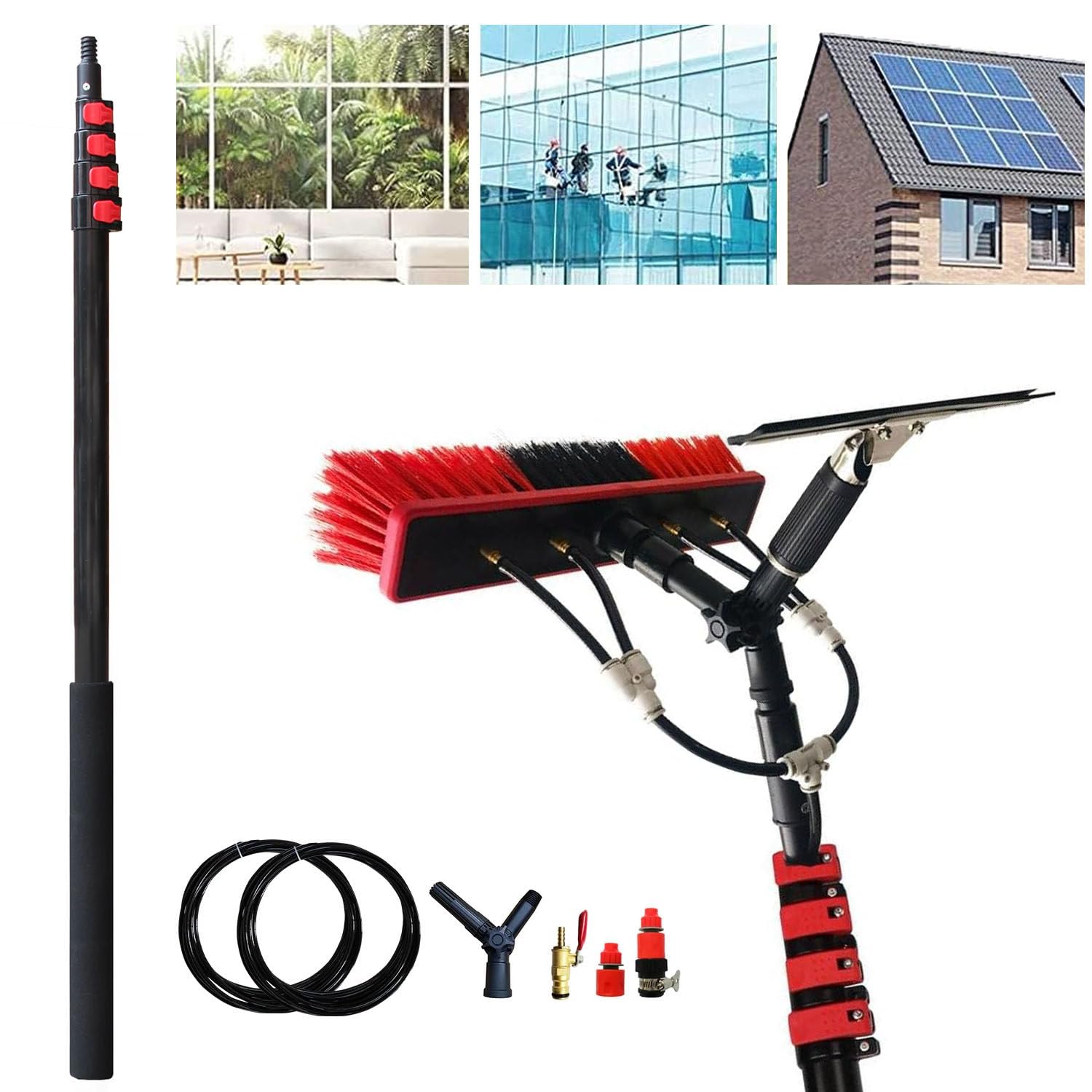 Window Cleaning Pole, Window cleaning pole, High-Altitude Cleaning Brush, Telescopic Water Fed, Cleaner Tool(3.6m/11.8ft)