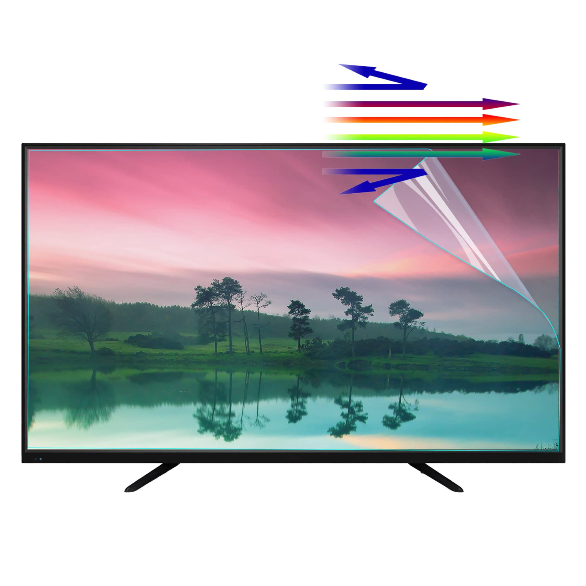 Od 32 do 75 cali matowa folia przeciwodblaskowa telewizora, chroniąca przed niebieskim światłem i zarysowaniami, łagodząca zmęczenie oczu komputera, telewizorów LCD, Led, 4K HDTV(50in 1095x616mm)