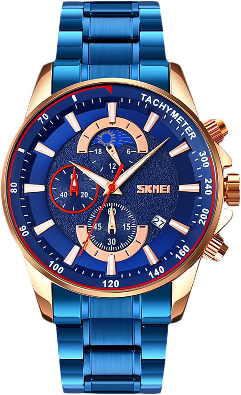 RORIOS Dress Watch AA-OX001, Rose Gold Blue