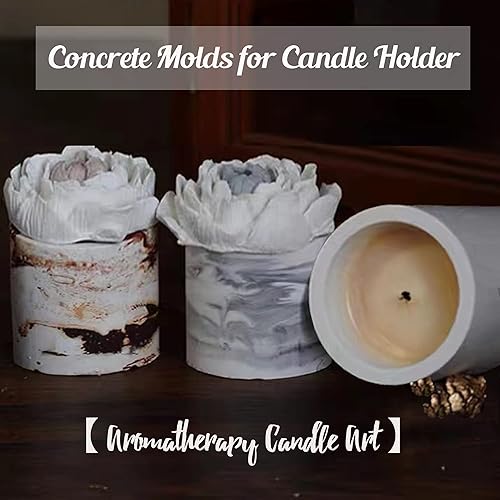 Miniatura 2 de Concrete Plaster Molds for Candle Jar - Silicone Concrete Candle Jar Mold with Large Peony Flower Candle Resin Molds for Lids Candle Vessels Cement