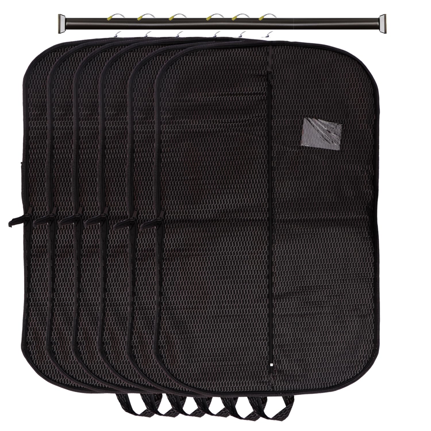 AI ANKIT INTERNATIONAL® Embossed Fabric Foldable Men's Coat Blazer Suit Cover Zipper Closure with Small Window Sturdy Hook Cloth Organizer for Dust Proof Jacket Cover Black Pack Of 6-image-30