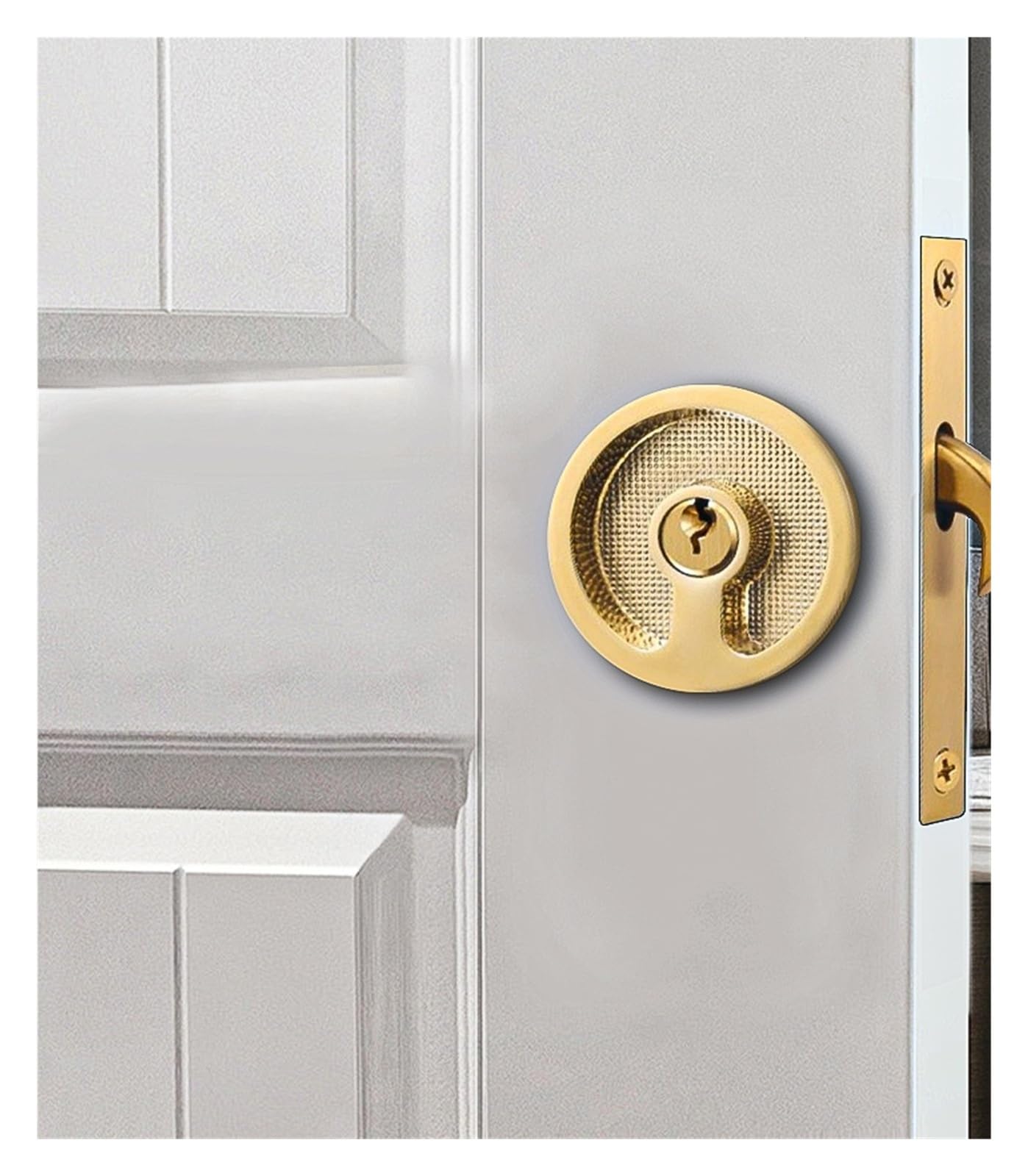 Zamek do drzwi przesuwnych z podwójnym hakiem i wpuszczanym zamkiem (czarny,ROTUNDITY_WITH LOCK)