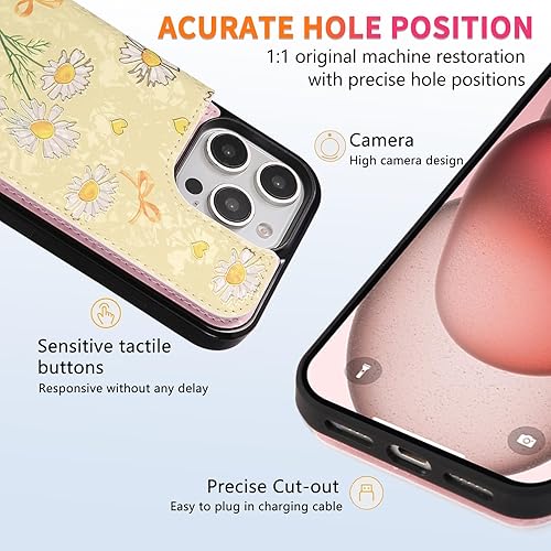 Miniatura 155 de UEEBAI Funda tipo cartera para iPhone 15 Pro Max con tarjetero, cubierta de cuero PU con soporte, bloqueo RFID, doble cierre magnético, relieve de