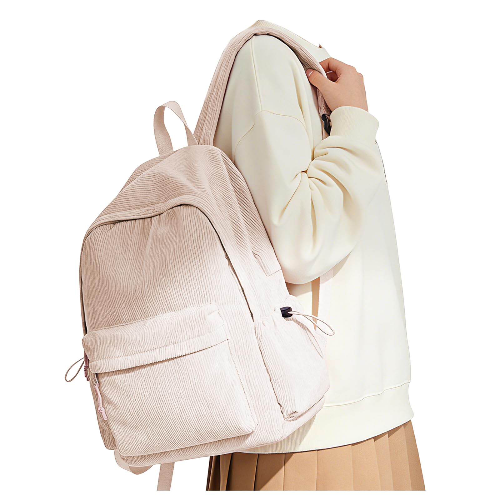 VGOCO Corduroy Backpack for Women Men Cute College Backapck Aesthetic Backpack Preppy Backpacks Laptop Bags Women Commuter Back Pack Travel Backapck