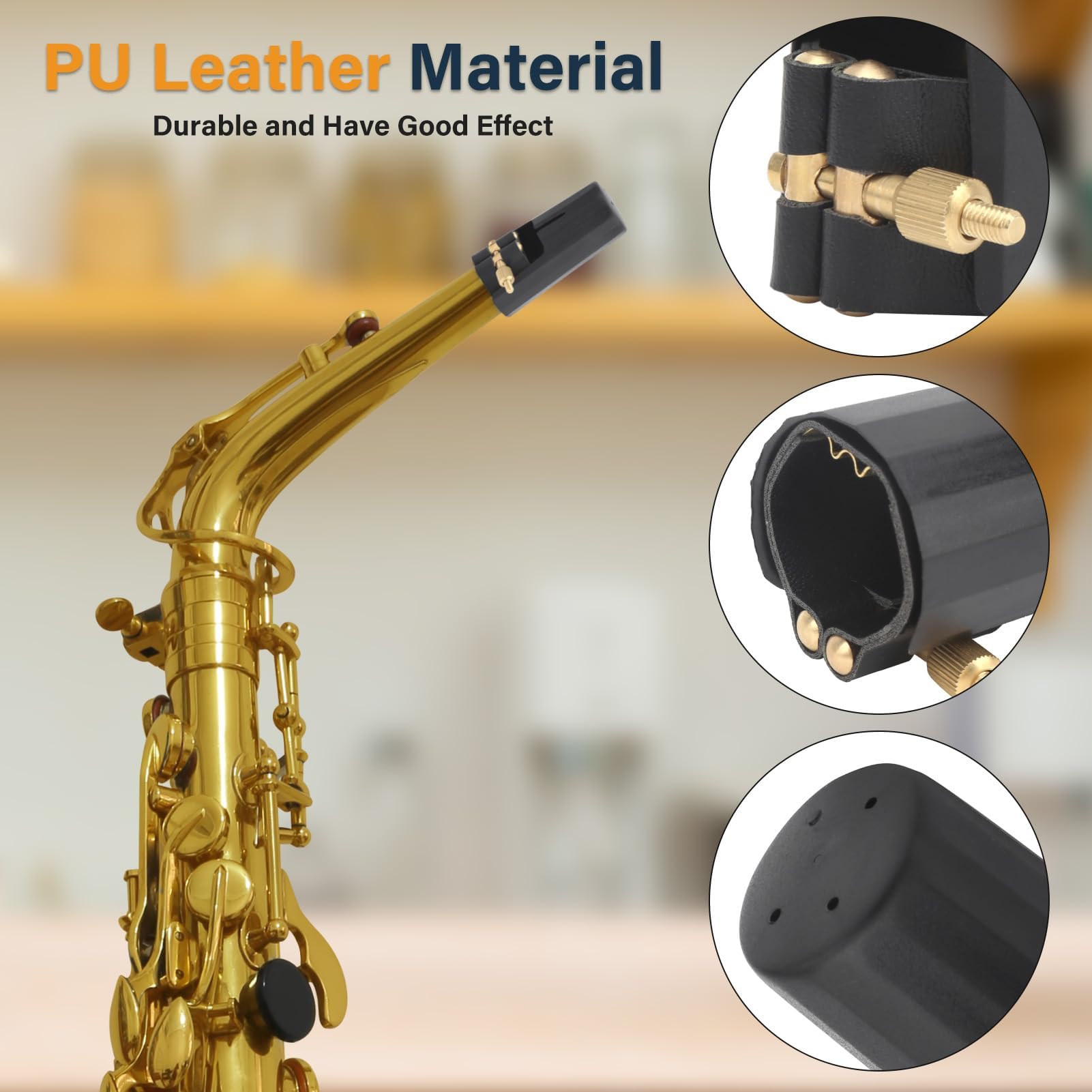 Kit De Boquilla Para Saxofón Alto, Ligadura De Cuero Sintético Para Saxofón Alto De 12 X 4 X 4 CM Ligadura Para Saxofón Alto Clip Para Boquilla De Saxofón Con Tapa De Plástico Para Boquillas Baquelita