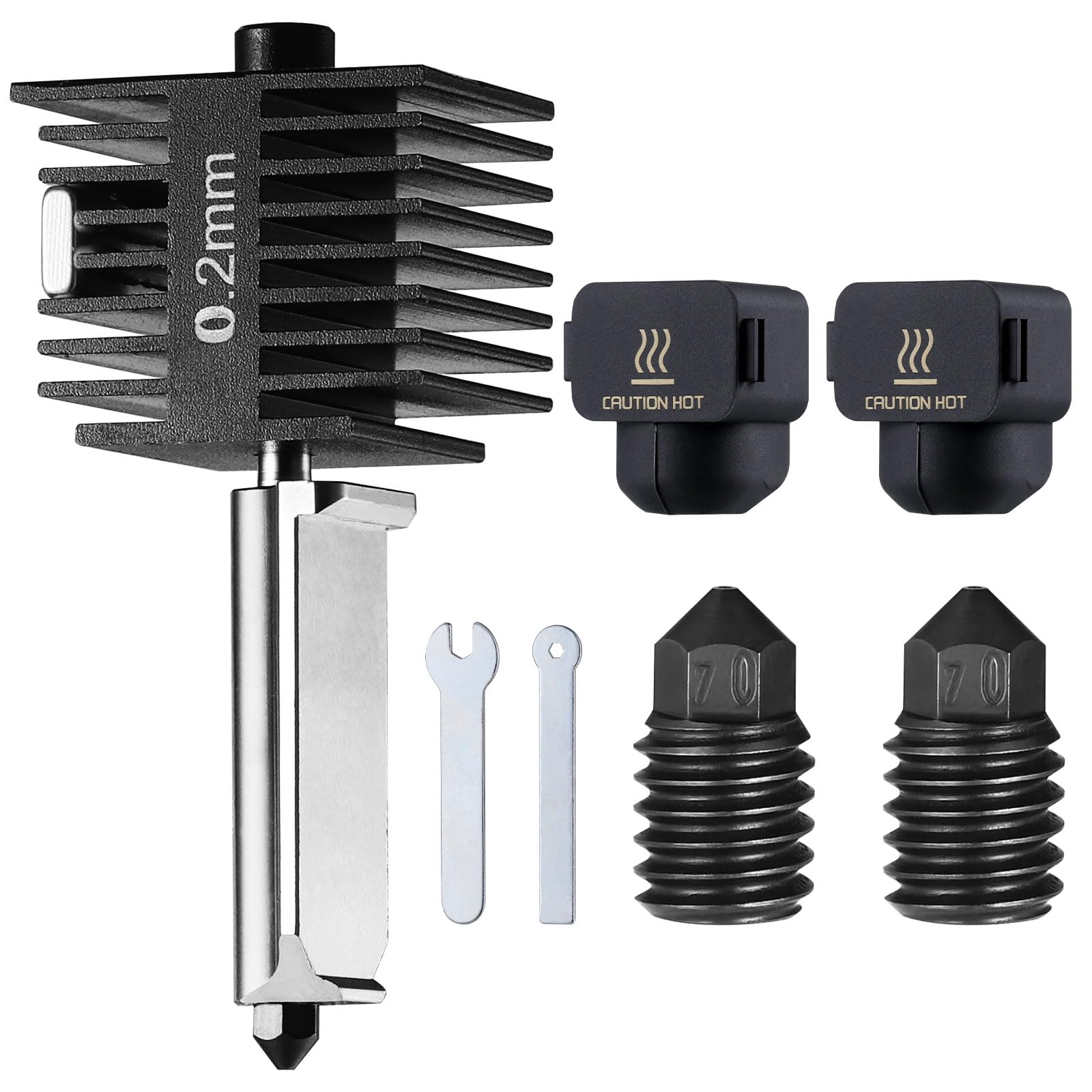 JIZZU A1 Mini Upgrade Hotend Kit, 3D Drucker Keramik Heizung, mit 0,4mm 0,6mm Gehärtetem Stahl Düse und 2 Stück Silikonsocken, für 300℃ hohe Temperatur High-Speed-Druck, für Bambu Lab A1/A1 Mini