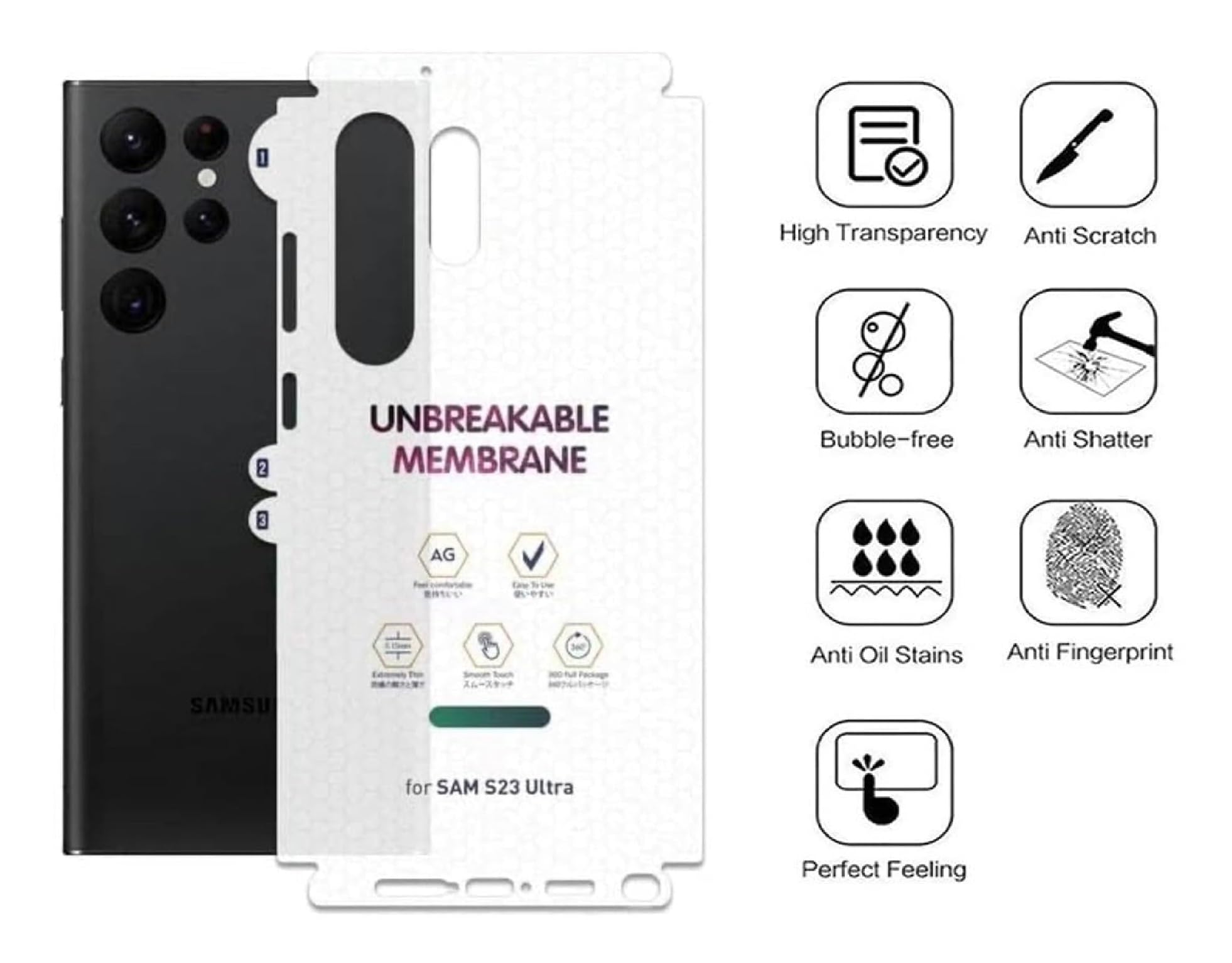 JGD PRODUCTS Matte Finish Full Body Cover Back Protector Compatible with Samsung Galaxy S24 Ultra 5G | Unbreakable Membrane Scratch Guard Full Fit Protective, Case Friendly (Pack of 1) — Amazon image 2