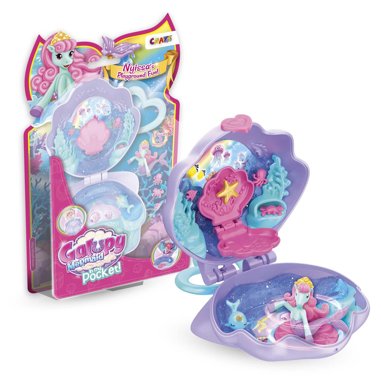 Galupy Mermaid In My Pocket Unicorn Toy with Mermaid Tail – Foldable Mini Playset Including 1 Figurine – Fantasy Toys for Girls, Princess Style Animal Figure for Imaginative Play