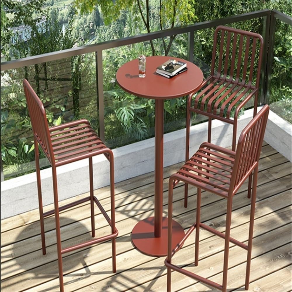 Table de Bar Table Ronde en Fer for Bar d'intérieur ou d'extérieur, idéale for Les terrasses de Camping-Cars, traiteurs, fêtes et événements commerciaux(Noir)