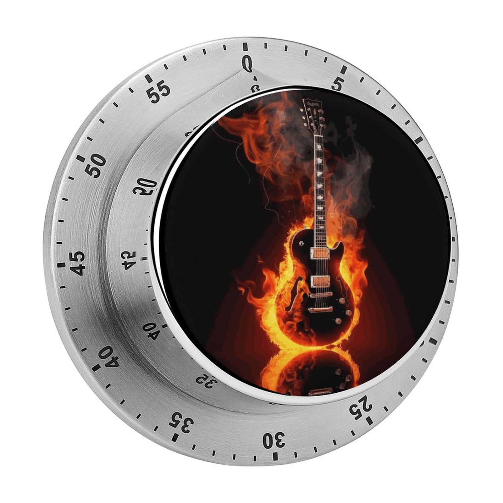 Temporizadores mecánicos de escritorio con forma de guitarra de fuego y alarma fuerte