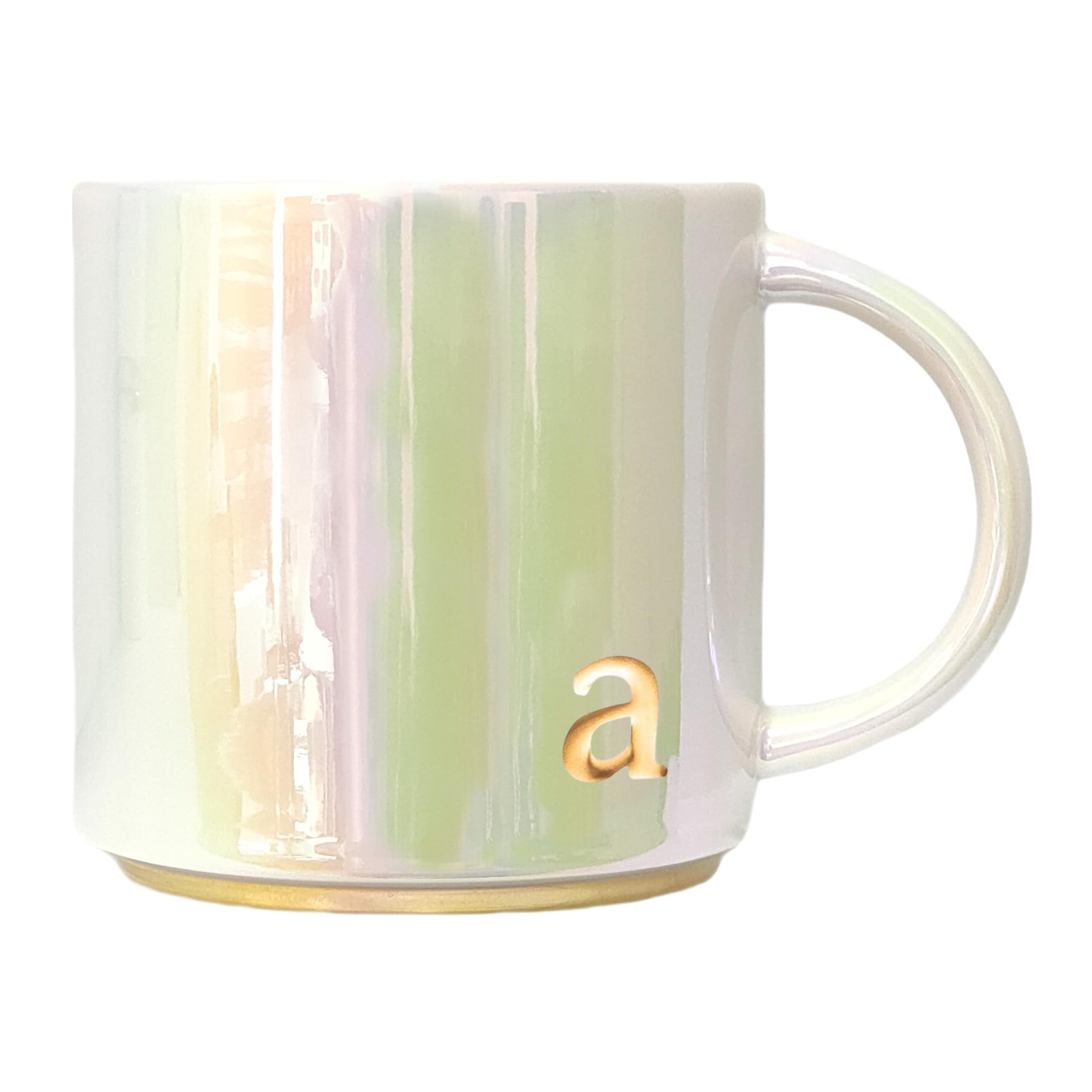 COLLECTIVE HOME - Ceramic Coffee Mug, Iridescent Finish Cups, Personalized Lowercase Embossed Lettering, Lustrous Multicolored Finish, Ideal for Unique Gifts (a-1)
