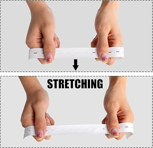 Miniatura 6 de Banda elástica de costura con ojales, 34 pulgadas x 12 yardas, banda elástica de punto de alta elasticidad para coser cinturas y escotes, color