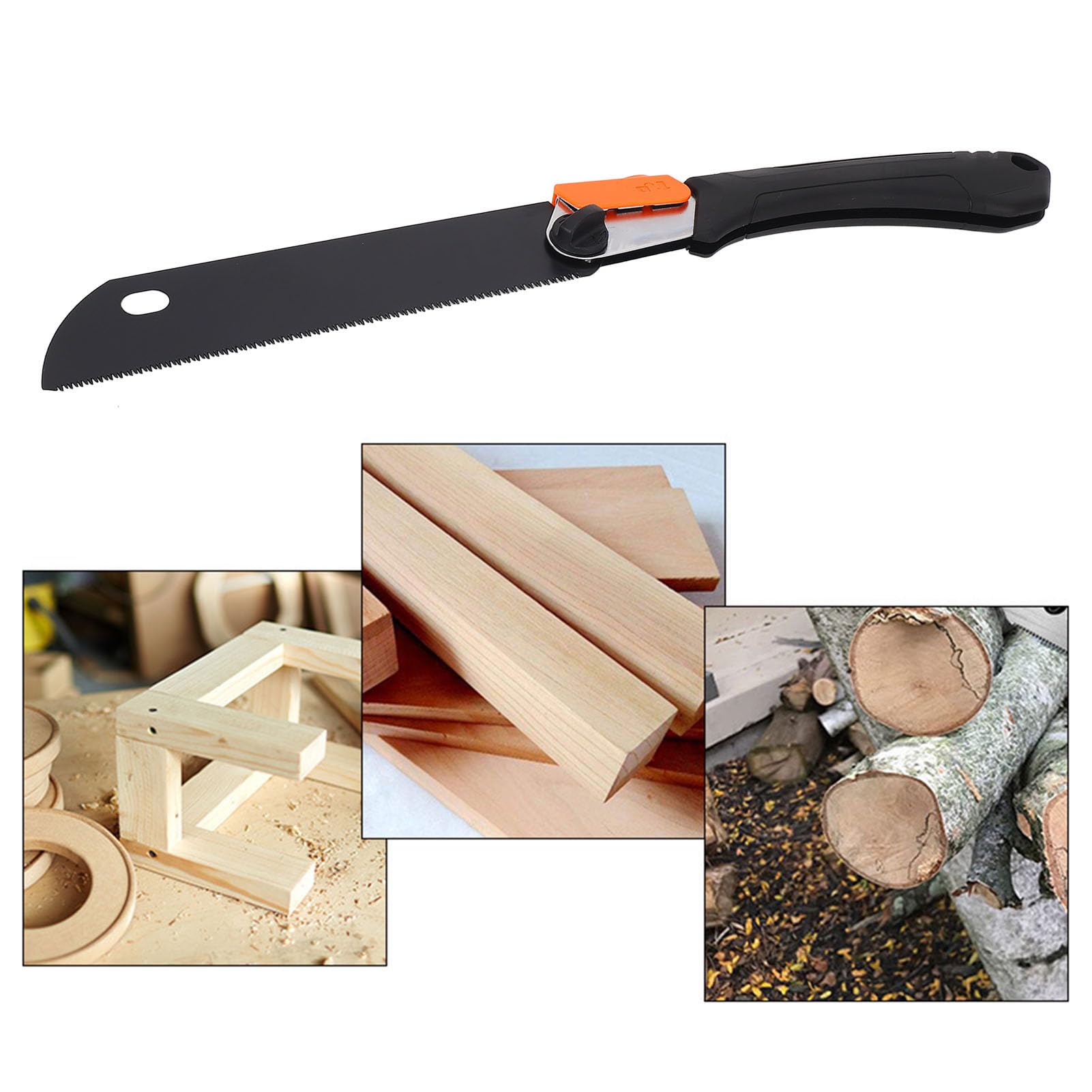 Petite scie pliante à main SK5 en acier au carbone de qualité professionnelle, outil de coupe de bois portable pour le travail du bois, le jardinage, le camping avec 3 lames