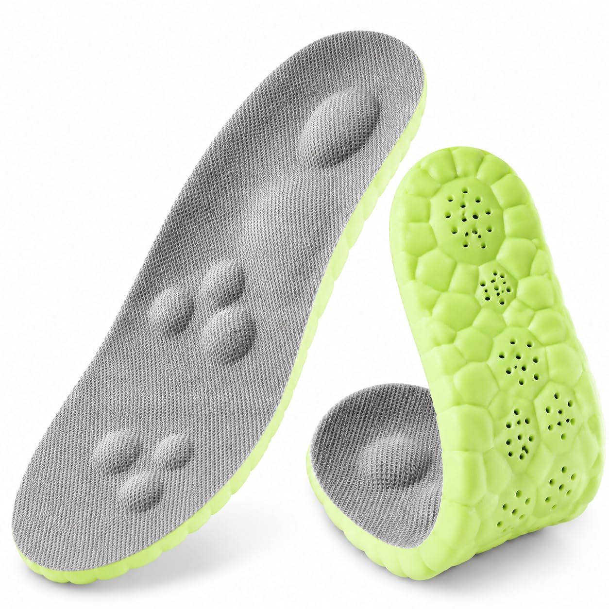 Flexora Solette Massaggianti Plantare Morbido e Traspirante con Cuscinetto Tallone Supporto Arco per Camminata e Uso Quotidiano (Verde,43-44)