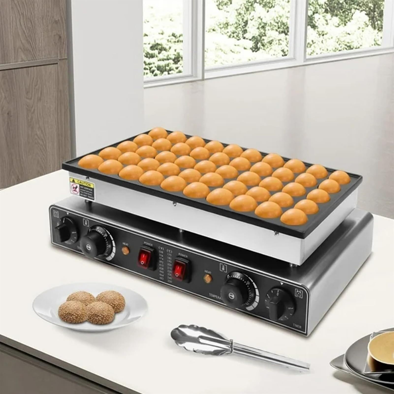 50 Pezzi Mini fornetto Commerciale per Pancake Olandesi, Macchina per la Preparazione di poffertjes antiaderenti, Macchina elettrica per la Preparazione di dorayaki e Waffle per cu,