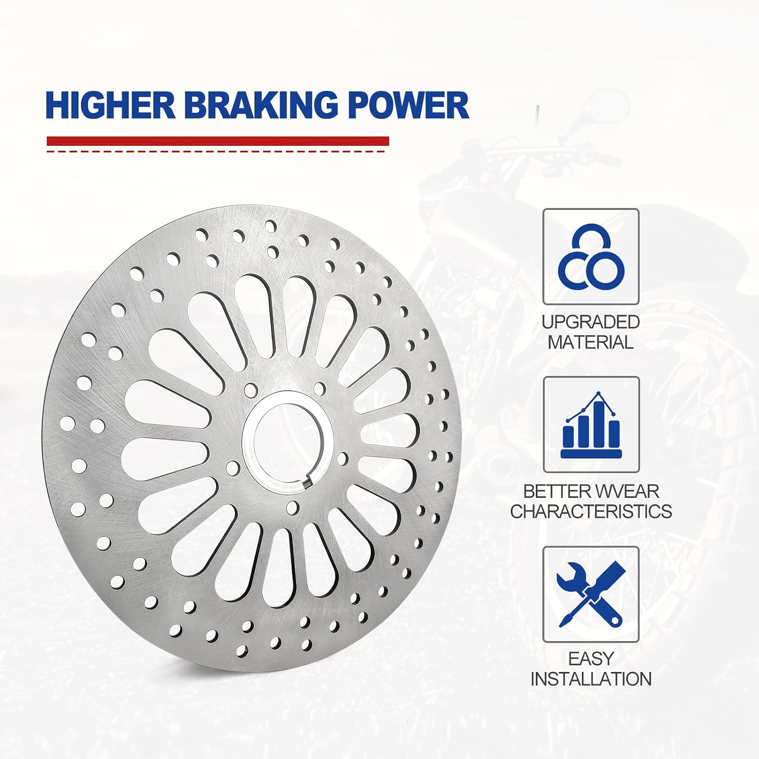 1 Piece 11.5''Front Brake Rotor Disk for Harley Davidson Touring Sportster Dyna and Early Super Glide Softail Great Stainless Steel Brake part for harley davidson Motorcycle Models