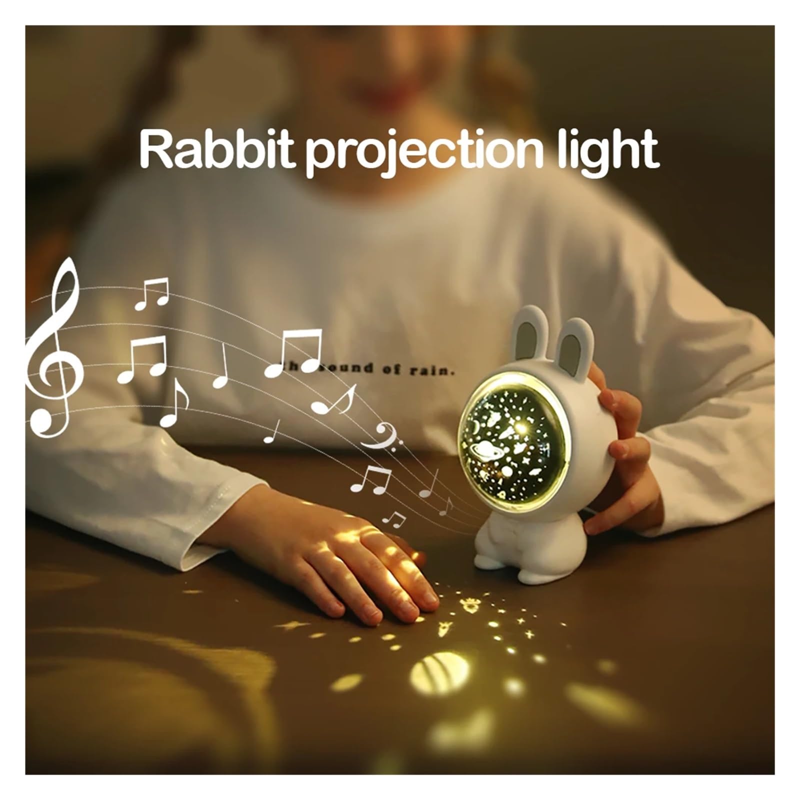 Proyector De Estrellas Y Astronautas De Conejo, Lámpara Giratoria, Luces Nocturnas, Caja De Música, Lámpara Ambiental, Decoración Del Hogar, Regalo For Niños Clear Imágenes(Astronaut projection)