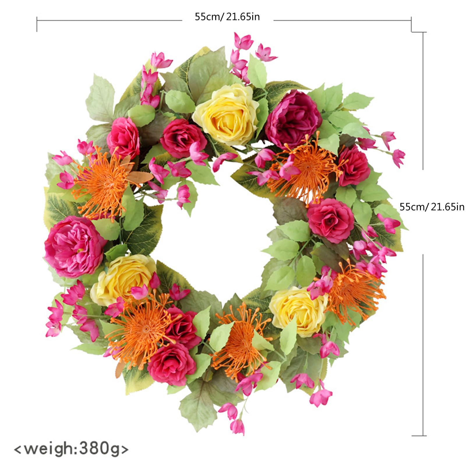 Ghirlanda di fiori artificiali, corona di primavera, per porta di casa, fattorie, giardino, decorazioni per matrimoni