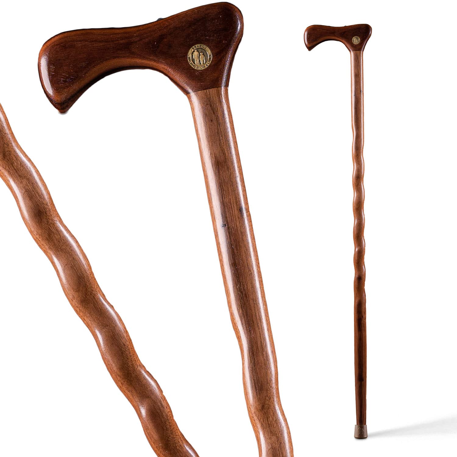 Bastón para hombre y mujer hecho a mano de madera ligera 502-3000-0281 , Tradicional, 94 cm, Walnut, 1