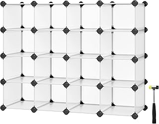 28 Entrance Shoe Storage Ideas For A Clean, Welcoming Entryway 66 SONGMICS Shoe Rack with 16 Cubes, Interlocking Plastic Shoe Organizer, D...
