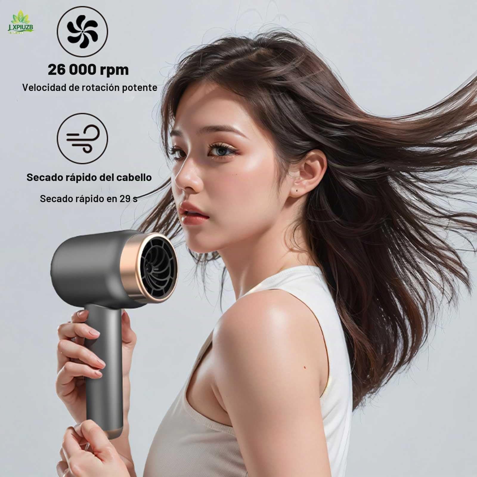 Secador De Pelo Sin Cable, 3 Velocidades De Aire Caliente Y FríO Recargable Secador Pelo Viaje, Cuidado del Cabello A Temperatura Constante 1000w Ion Negativo Secador Pelo Profesional