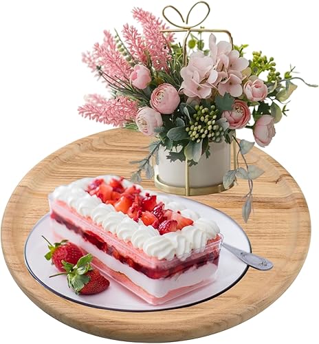 Bandeja redonda de madera de 12 pulgadas, bandejas redondas para decoración del hogar, bandeja redonda de madera para encimera de cocina,