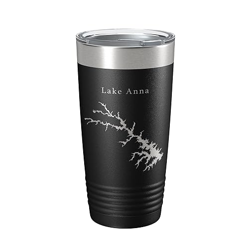 Lake Anna Map Tumbler Travel Mug Insulated Laser Engraved Coffee Cup Virginia 20 oz Black