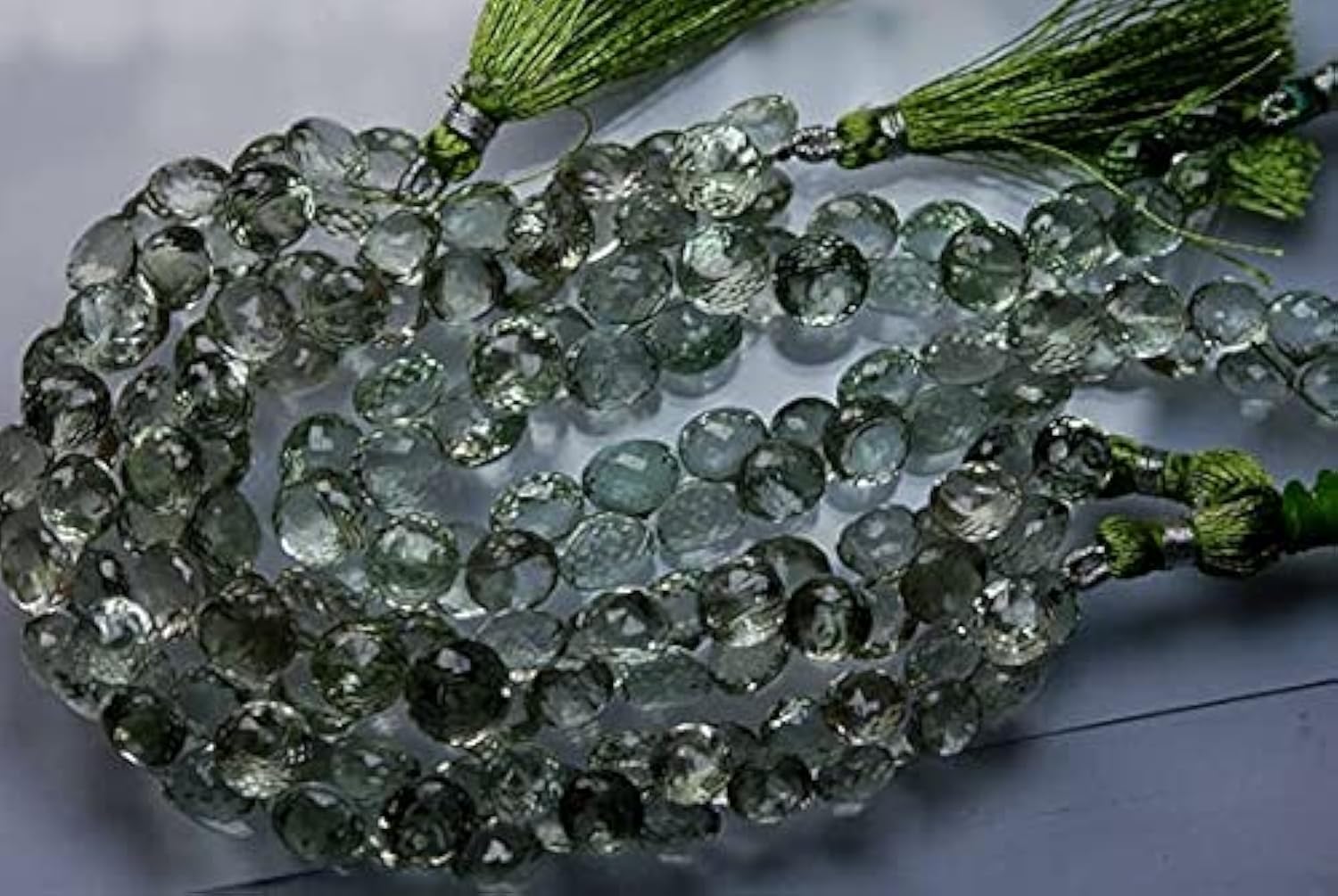 Améthyste verte naturelle en fil de 8 pouces gouttes briolettes facettées de 12 à 15mm