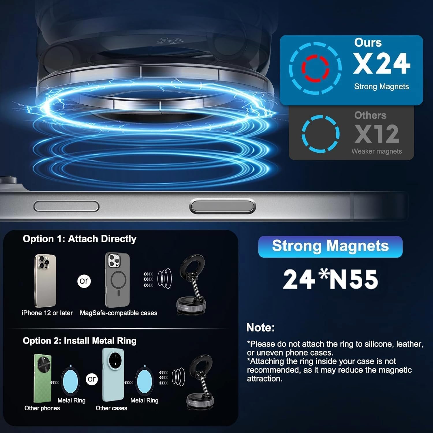 Magnetic Car Phone Mount - Hands-Free Mobile Stand -5