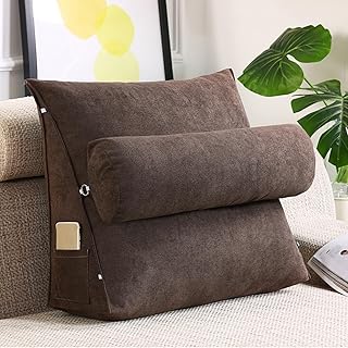 GYCS Respaldo Sofa Almohada Triangular con Cuña Triangular para Respaldo Almohada De Lectura De Cabecera Cojín De Apoyo Lumbar Cojín De Posicionamiento para Sofá Cama,Coffee Color,45 * 45 * 20cm