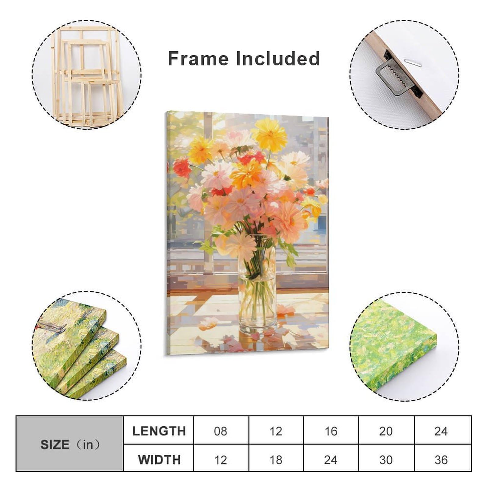 Amazon.co.jp: 絵画 ガラスの花瓶の花インテリア 絵画 カラフルな