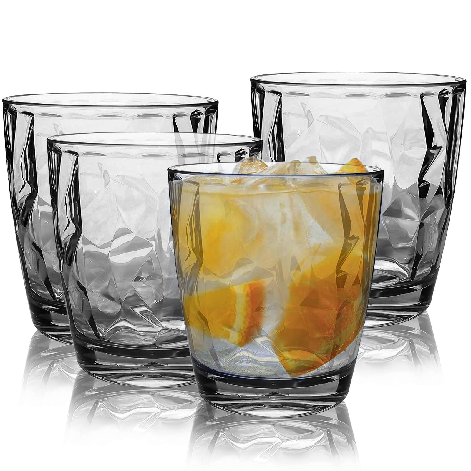 Topsky Camping Gläser 284ml Kunststoff Wasserbecher 4er Set, unzerbrechlich Kunststoff Gläser, Weinbecher, geeignet für heiße und kalte Getränke, spülmaschinenfest, stapelbar
