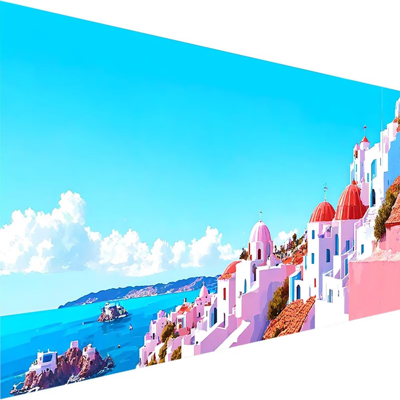 Malen nach Zahlen Kinder Griechenland, Malen Nach Zahlen Erwachsene Geschenke Home Wand Dekor Bastelset, Malen nach Zahlen Santorin | Malen nach Zahlen Ohne Rahmen (60x120cm) Bastelset Erwachsene 7-0