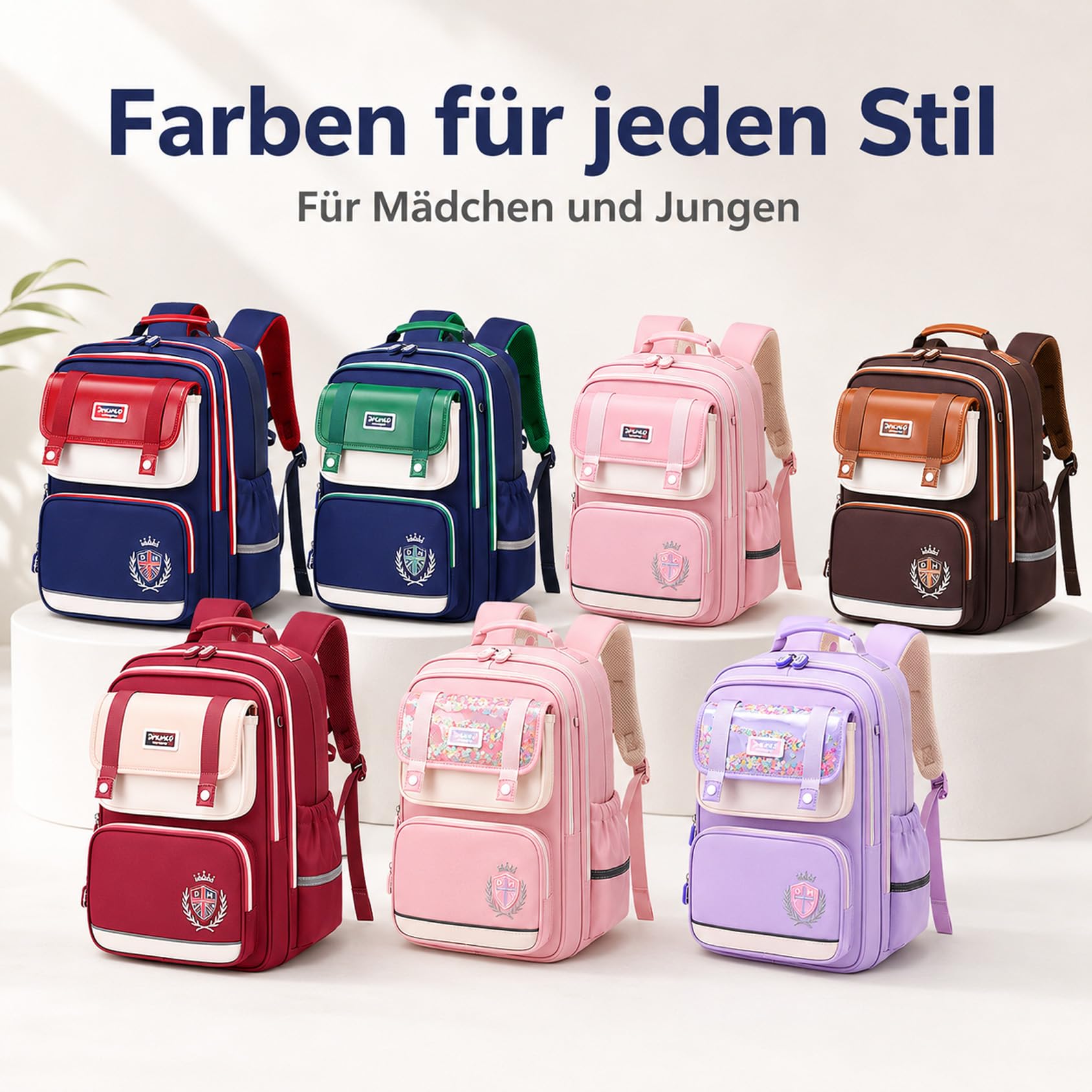 Drawelry Ergonomischer Schulrucksack für Grundschulkinder | 4 Fächer | 3D-Rückenpolster | Brustgurt | Reflektoren | Wasserabweisendes Oxford-Gewebe
