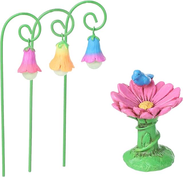 Robkea Fairy Garden, Fairy Garden Miniatures Fairy Garden Accessories Flower Set of 4