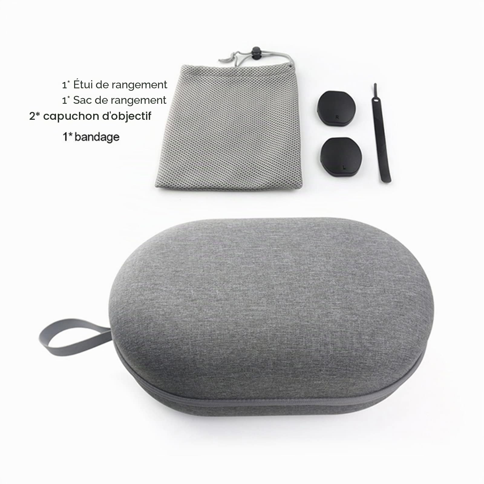 Étui de Protection Compatible avec Le PS-VR2, Sac de Rangement Rigide Portable avec Couvercles D'objectif, Sac de Rangement en Maille, Attache de Câble pour Casque et Manettes Tactiles