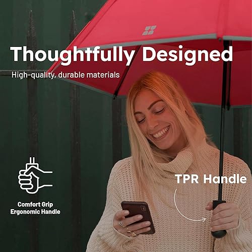 Miniatura 6 de Weatherman Paraguas de viaje plegable de alta calidad, resistente al viento, compacto, fácil de abrir automáticamente, resiste vientos de hasta 55