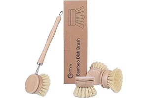 Bamboo Dish Brush - Soft Brush 4 Replacement Heads