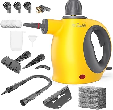 Handheld Steam Cleaner with Safety Lock, 500mL Large Tank & 19PCS Accessories - Multi-Surface Deep Cleaning for Kitchen, Bathroom, Car, Sofa - Removes Stubborn Grime, Sanitizes Surfaces Yellow