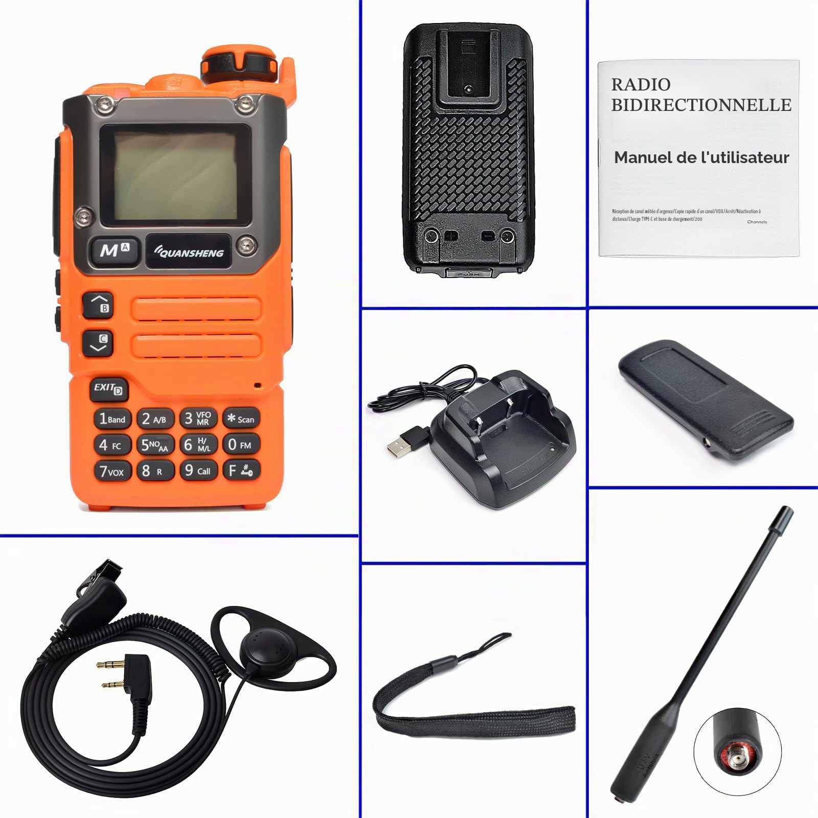 HYS Quansheng UV-K5(8) 5W Radio Longue portée Rechargeable