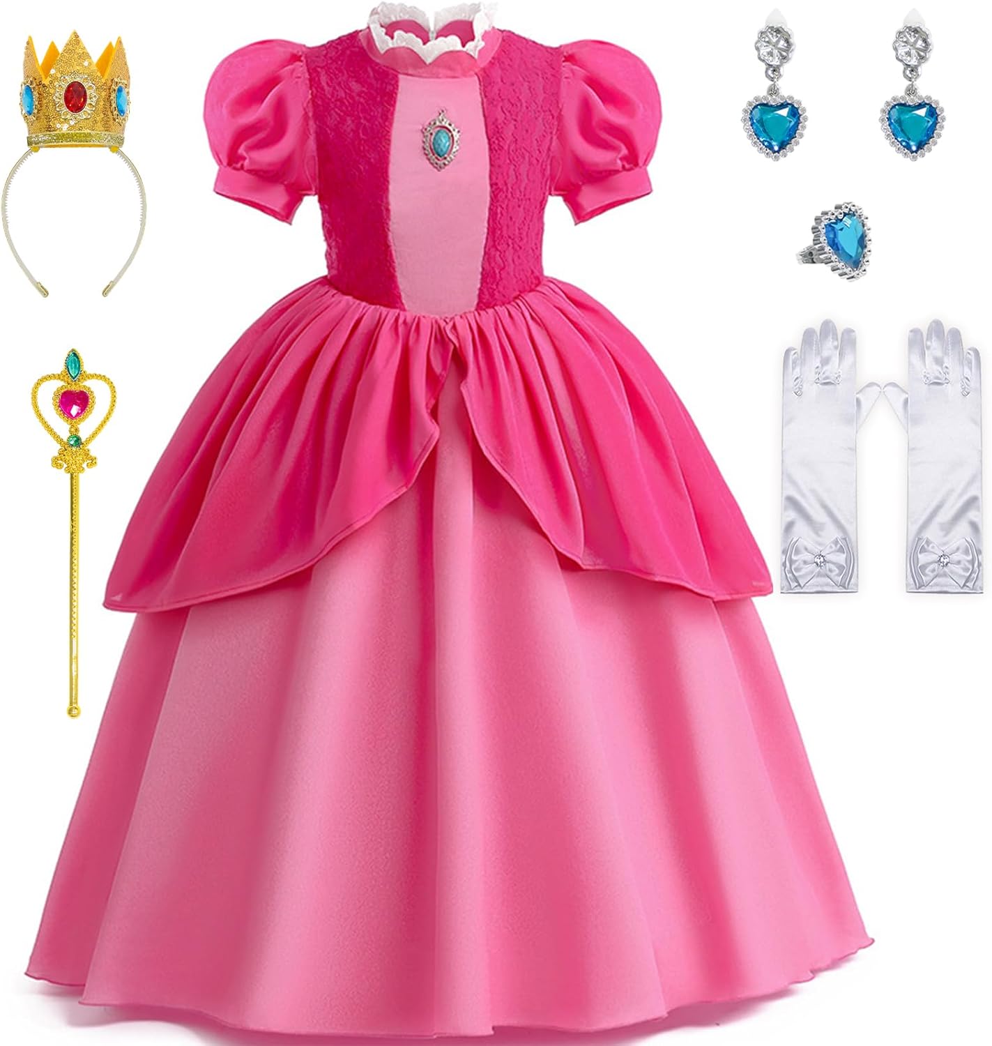 Princess Costume for Girls Kids Movie Cosplay Dress Up Outfit Halloween Christmas Birthday Party - Image 2
